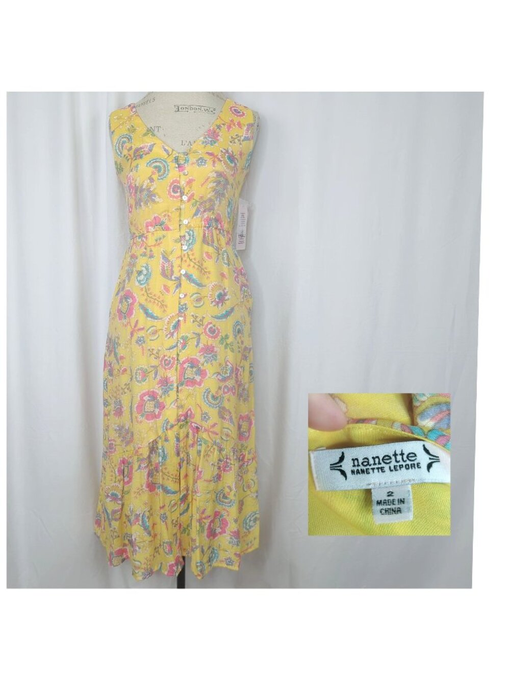 Nanette Lepore Yellow Dress 2 X Small  Midi Mango Mojito